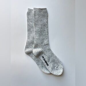 Jil Sander Gray Ribbed Wool and Cashmere Socks